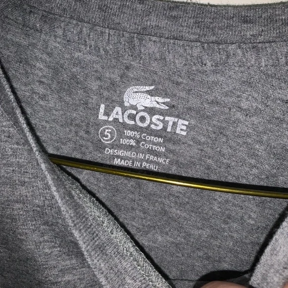 Lacoste Heather Gray Tee with Signature Logo, sz 5 - Picture 5 of 5